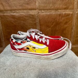 Kids Vans size 12.5 red yellow check lace up